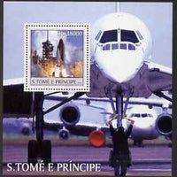 St Thomas & Prince Islands 2003 Concorde & Space Shuttle perf s/sheet containing 1 value unmounted mint Mi BL453, Sc 1537