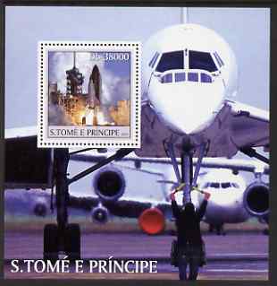 St Thomas & Prince Islands 2003 Concorde & Space Shuttle perf s/sheet containing 1 value unmounted mint Mi BL453, Sc 1537