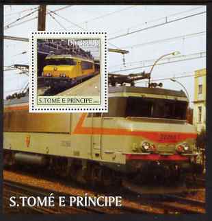 St Thomas & Prince Islands 2003 French Trains perf s/sheet containing 1 value unmounted mint Mi BL467, Sc 1569