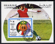 Sharjah 1972 Munich Olympics (Football) imperf m/sheet cto used, Mi BL 122)