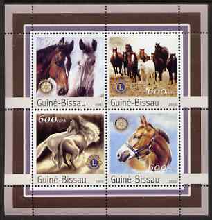 Guinea - Bissau 2003 Horses perf sheetlet containing 4 values (with Lions Int & Rotary Logos) unmounted mint Mi 2152-55