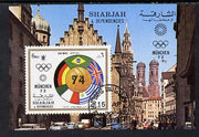 Sharjah 1972 Football (With Olympic Rings) imperf m/sheet cto used (Mi BL 148)