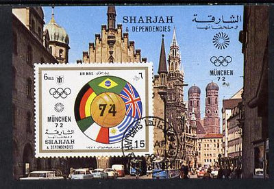 Sharjah 1972 Football (With Olympic Rings) imperf m/sheet cto used (Mi BL 148)