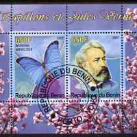 Benin 2007 Butterflies & Jules Verne #2 perf sheetlet containing 2 values fine cto used