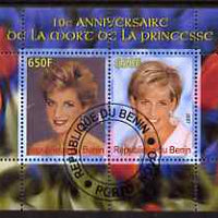 Benin 2007 10th Death Anniversary of Princess Diana #1 perf sheetlet containing 2 values fine cto used