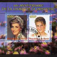 Benin 2007 10th Death Anniversary of Princess Diana #2 perf sheetlet containing 2 values fine cto used