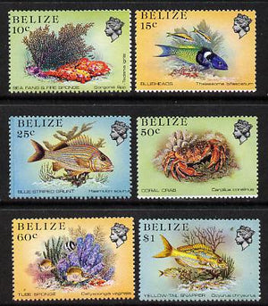 Belize 1984-88 Marine Life def set of 6 values perf 13.5 unmounted mint, SG 772-6B & 778B