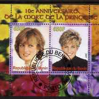 Benin 2007 10th Death Anniversary of Princess Diana #3 perf sheetlet containing 2 values fine cto used