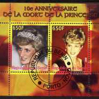 Benin 2007 10th Death Anniversary of Princess Diana #4 perf sheetlet containing 2 values fine cto used