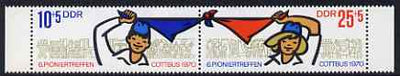 Germany - East 1970 Youth Pioneers Meeting se-tenant perf set of 2 unmounted mint, SG E1317-18
