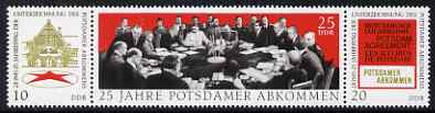 Germany - East 1970 25th Anniversary of Potsdam Agreement se-tenant perf strip of 3 unmounted mint, SG E1319-21