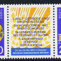 Germany - East 1970 World Corn & Bread Congress se-tenant perf strip of 2 plus label unmounted mint, SG E1296-97