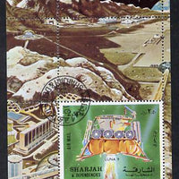 Sharjah 1972 Luna 9 perf m/sheet cto used, Mi BL 114A