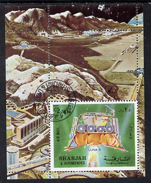 Sharjah 1972 Luna 9 perf m/sheet cto used, Mi BL 114A
