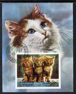 Sharjah 1972 Cats imperf m/sheet cto used (Mi BL 120)