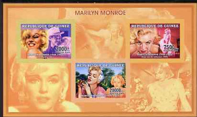 Guinea - Conakry 2006 Marilyn Monroe imperf sheetlet #2 containing 3 values unmounted mint Yv 2724-26