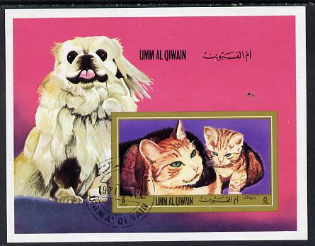 Umm Al Qiwain 1972 Cats & Dogs imperf m/sheet cto used (Mi BL 55B)