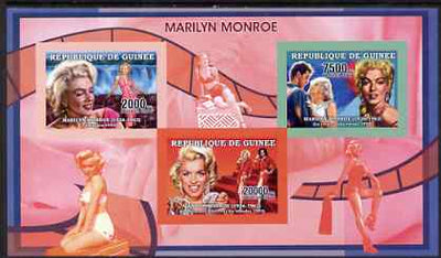 Guinea - Conakry 2006 Marilyn Monroe imperf sheetlet #3 containing 3 values unmounted mint Yv 2730-32