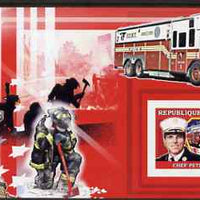 Guinea - Conakry 2006 Fire Trucks & Fire Fighters imperf s/sheet #2 containing 1 value (Chief Ganci) unmounted mint Yv 374