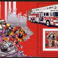 Guinea - Conakry 2006 Fire Trucks & Fire Fighters imperf s/sheet #3 containing 1 value (Mike Kehoe) unmounted mint Yv 375