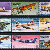 Umm Al Qiwain 1969 Aircraft set of 9 cto used, Mi 296-304