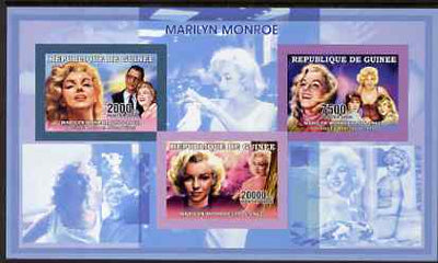 Guinea - Conakry 2006 Marilyn Monroe imperf sheetlet #1 containing 3 values unmounted mint Yv 2691-93