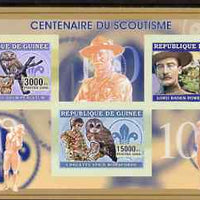 Guinea - Conakry 2006 Centenary of Scouting imperf sheetlet #02 containing 3 values (Owls) unmounted mint Yv 2706-08