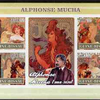 Guinea - Bissau 2007 Alphonse Mucha (artist) imperf sheetlet containing 4 values & 2 labels unmounted mint
