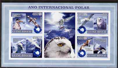 Guinea - Bissau 2007 International Polar Year - Birds imperf sheetlet containing 4 values & 2 labels unmounted mint