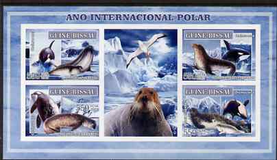 Guinea - Bissau 2007 International Polar Year - Birds & Seals imperf sheetlet containing 4 values & 2 labels unmounted mint