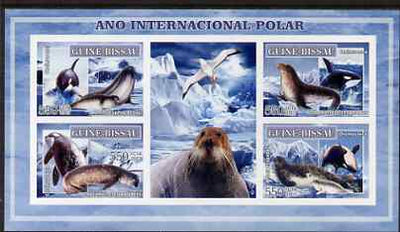 Guinea - Bissau 2007 International Polar Year - Birds & Seals imperf sheetlet containing 4 values & 2 labels unmounted mint