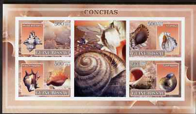 Guinea - Bissau 2007 Shells imperf sheetlet containing 4 values & 2 labels unmounted mint
