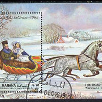 Manama 1969 Christmas (The Road - Winter Painting) perf m/sheet cto used Mi BL 42A