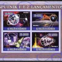 St Thomas & Prince Islands 2007 Space - Sputnk 1 & 2 imperf sheetlet containing 4 values unmounted mint