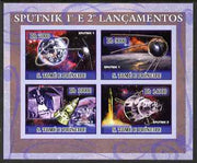 St Thomas & Prince Islands 2007 Space - Sputnk 1 & 2 imperf sheetlet containing 4 values unmounted mint
