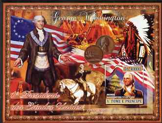 St Thomas & Prince Islands 2007 US Presidents #01 George Washington imperf s/sheet containing 1 value unmounted mint