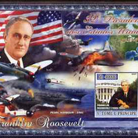 St Thomas & Prince Islands 2007 US Presidents #32 Franklin Roosevelt imperf s/sheet containing 1 value unmounted mint