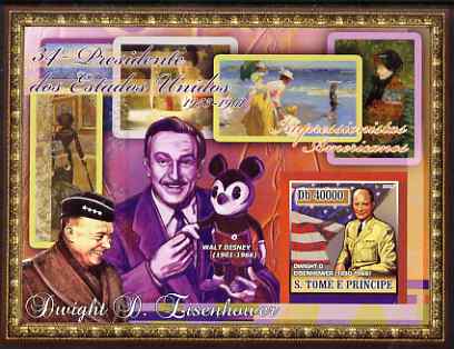 St Thomas & Prince Islands 2007 US Presidents #34 Dwight D Eisenhower imperf s/sheet containing 1 value unmounted mint