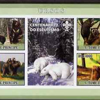 St Thomas & Prince Islands 2007 Bears imperf sheetlet containing 4 values plus label (with Scout logo) unmounted mint