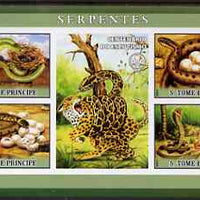 St Thomas & Prince Islands 2007 Snakes imperf sheetlet containing 4 values plus label (with Scout logo) unmounted mint
