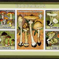 St Thomas & Prince Islands 2007 Fungi imperf sheetlet containing 4 values plus label (with Scout logo) unmounted mint