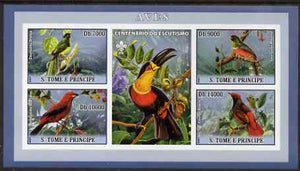 St Thomas & Prince Islands 2007 Birds #1 imperf sheetlet containing 4 values plus label (with Scout logo) unmounted mint