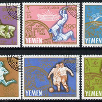 Yemen - Royalist 1965 Olympic Winners set of 6 cto used (Showjumping, Football, Running, Judo, Wrestling, Discus) Mi 196-201