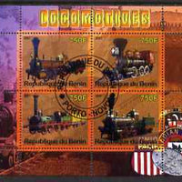 Benin 2007 Locomotives #1 perf sheetlet containing 4 values fine cto used