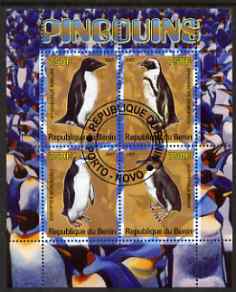 Benin 2007 Penguins perf sheetlet containing 4 values fine cto used