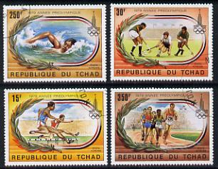 Chad 1979 Moscow Olympics set of 4 cto used (Hurdles, Hockey, Swimming, Running) SG 573-76