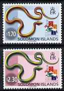 Solomon Islands 2001 Hong Kong Stamp Exhibition - Snakes perf set of 2 unmounted mint, SG 988-89
