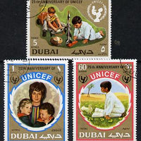 Dubai 1971 UNICEF perf set of 3 cto used, SG 385-87*