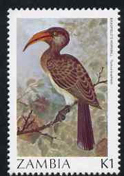 Zambia 1987 Birds - 1k Hornbill unmounted mint, SG 491