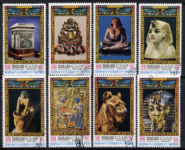 Sharjah 1968 Egyptology set of 8 cto used, Mi 456-63